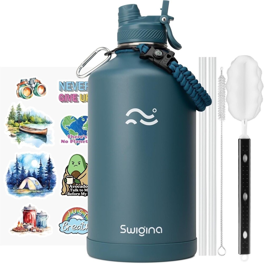 New Open Box Swigina 1 Gallon Insulated Water Bottle with Accessories & Stickers